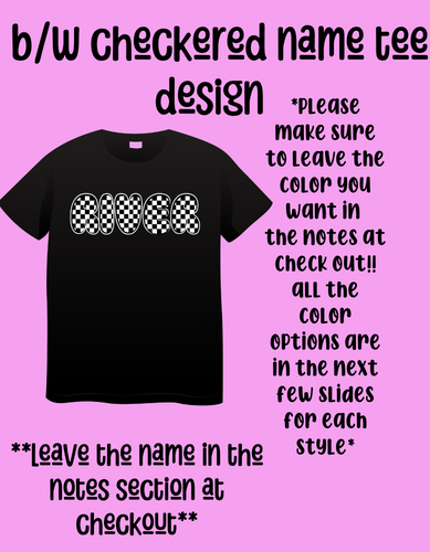 B/w checkered name design