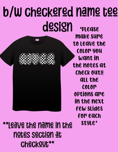 B/w checkered name design