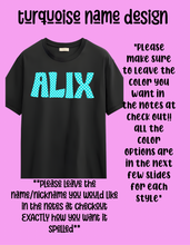 Load image into Gallery viewer, Turquoise checkered name tee design