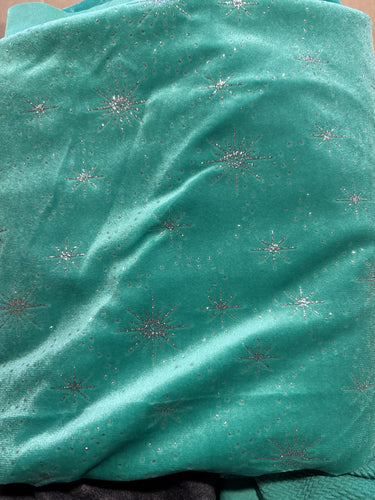 Teal star burst velvet