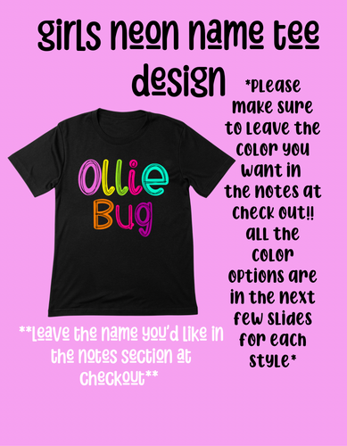 Girl neon name tee