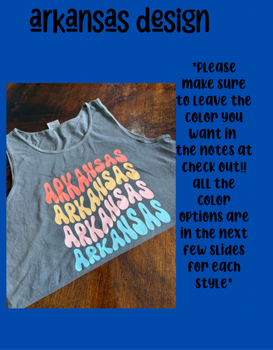 Arkansas design (could do other state leave in notes at checkout)