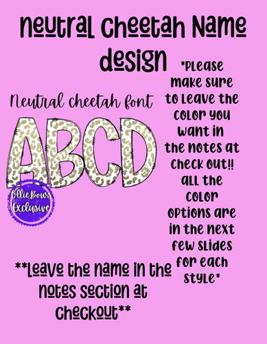 Neutral cheetah name tee