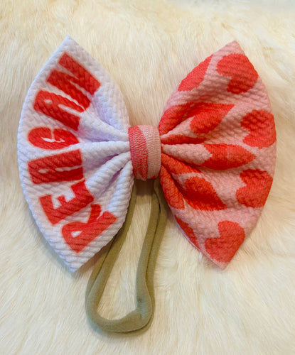 **CUSTOM**Red hearts name bow