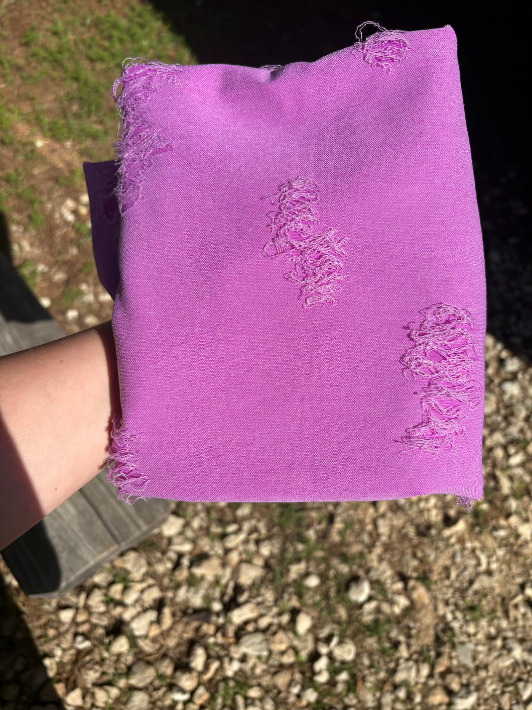 Neon purple distressed