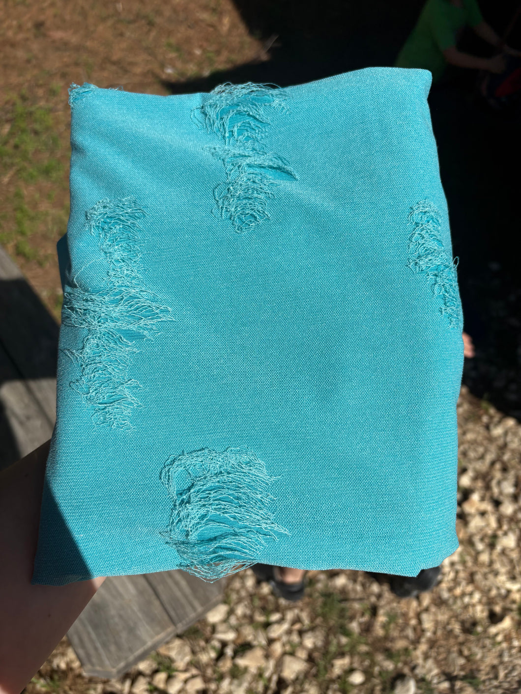 Neon blue distressed