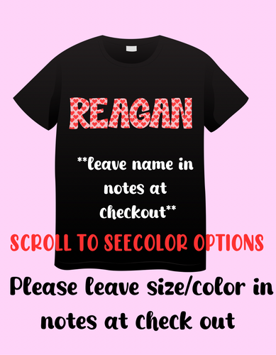 Red hearts name tee
